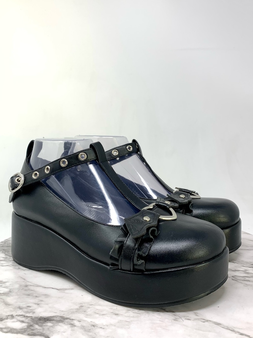 Goth Batwing Black Platform Mary Jane Shoes 8 Lolita Alternative Sugar Goth Edgy
